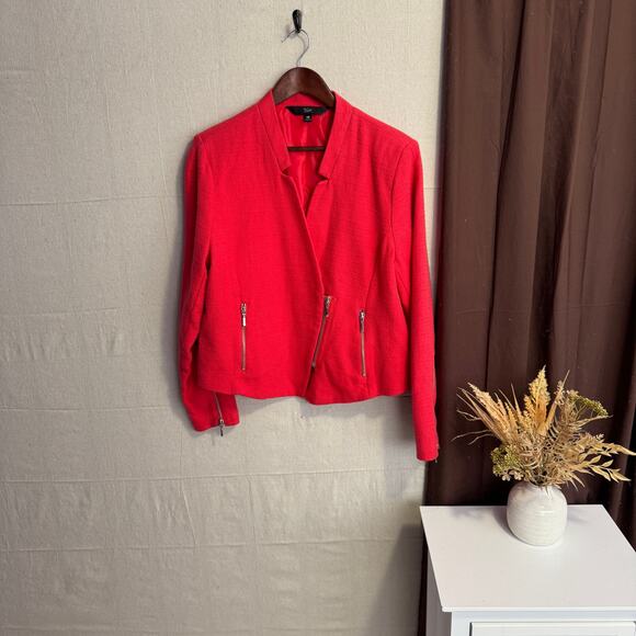 Mossimo Blazer Jacket Size 18 Red Cotton Zip Front Long Sleeve Business Wear - Picture 1 of 11
